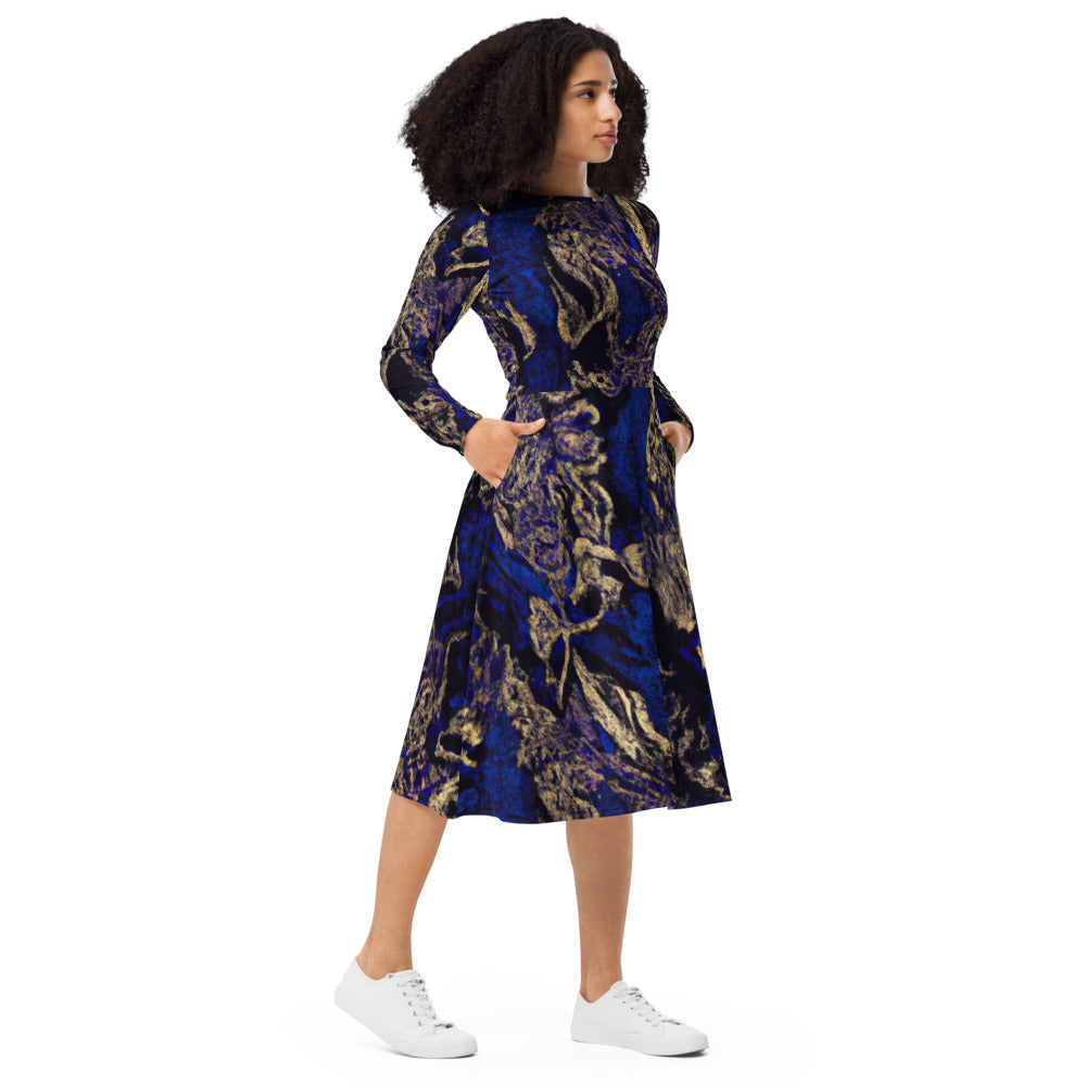Regal Long Sleeve Midi Dress