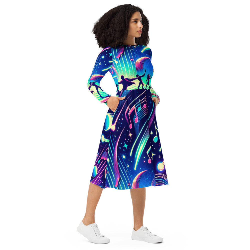 Hallyu Vibe Couture Long Sleeve Midi Dress