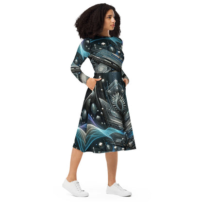 Hallyu Vibe Couture Long Sleeve Midi Dress