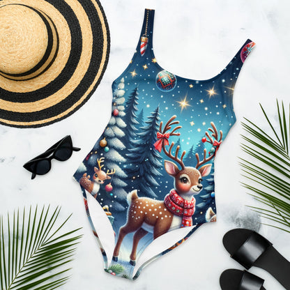 Whimsical Winter Wear One-Piece Swimsuit