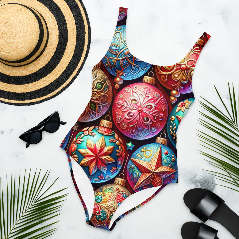 Whimsical Winter Wear One-Piece Swimsuit