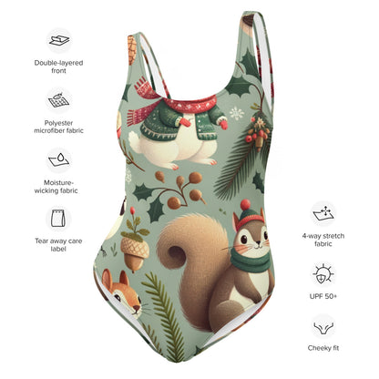 Whimsical Winter Wear One-Piece Swimsuit