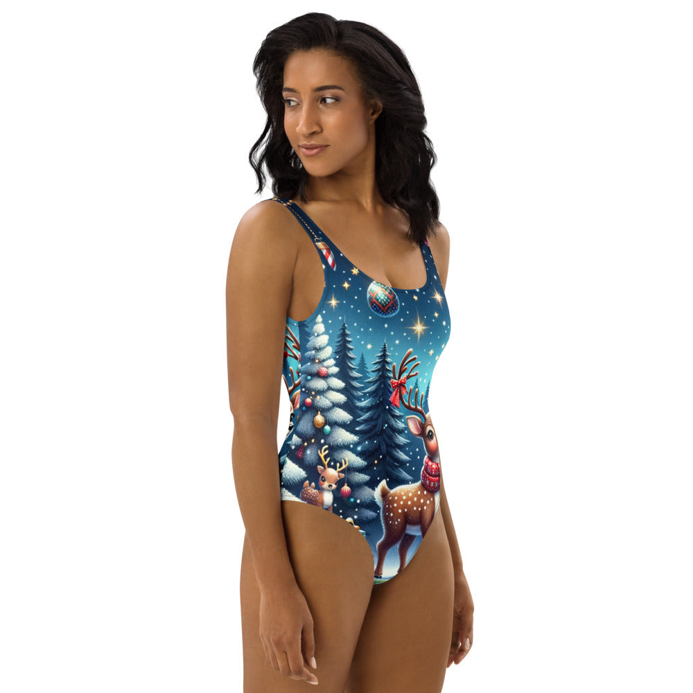Whimsical Winter Wear One-Piece Swimsuit