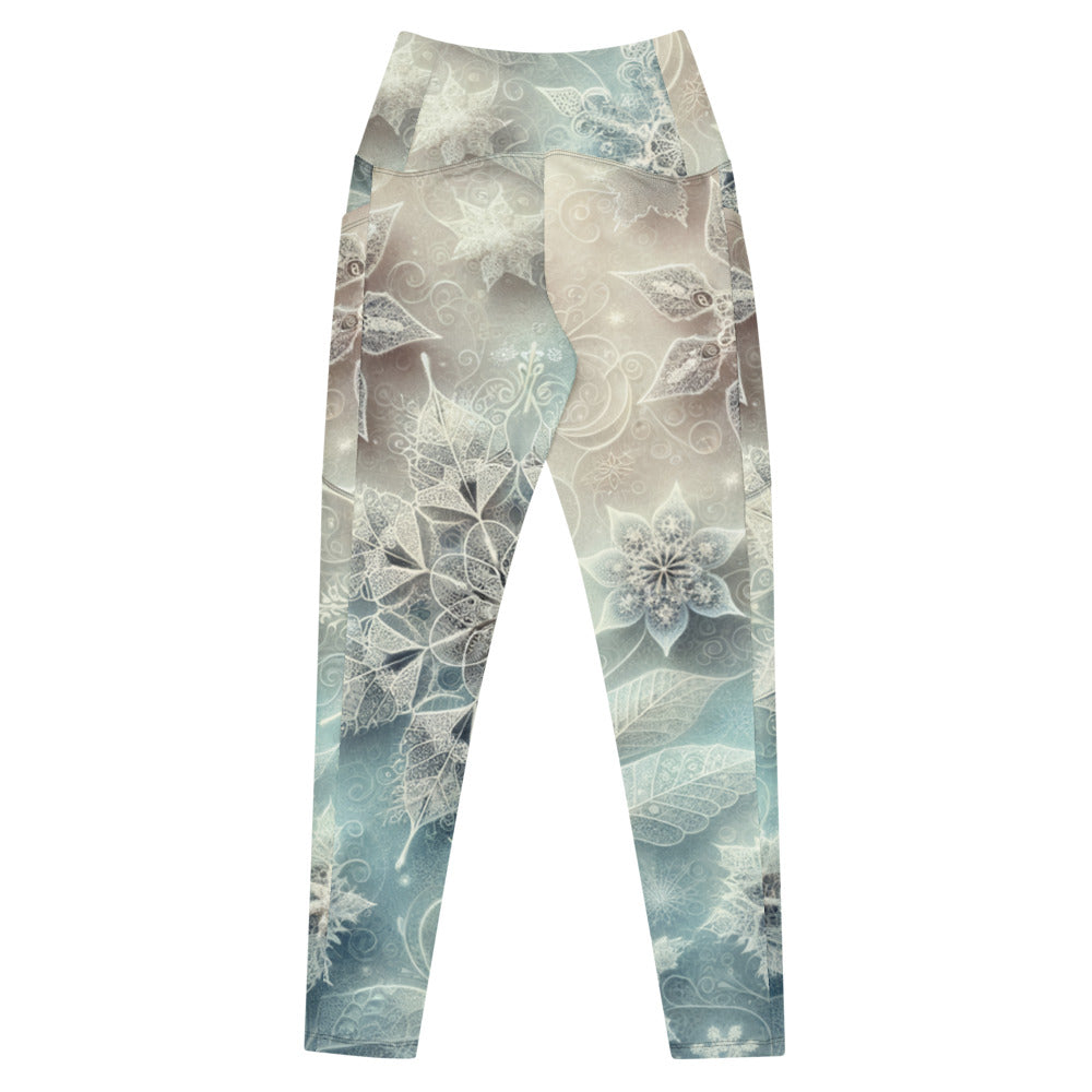 Whimsical Winter Wear Crossover Leggings with Pockets