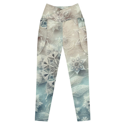 Whimsical Winter Wear Crossover Leggings with Pockets