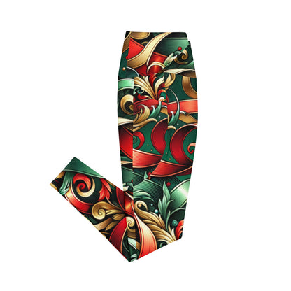 Whimsical Winter Wear Crossover Leggings with Pockets