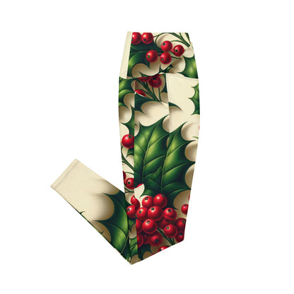 Whimsical Winter Wear Crossover Leggings with Pockets