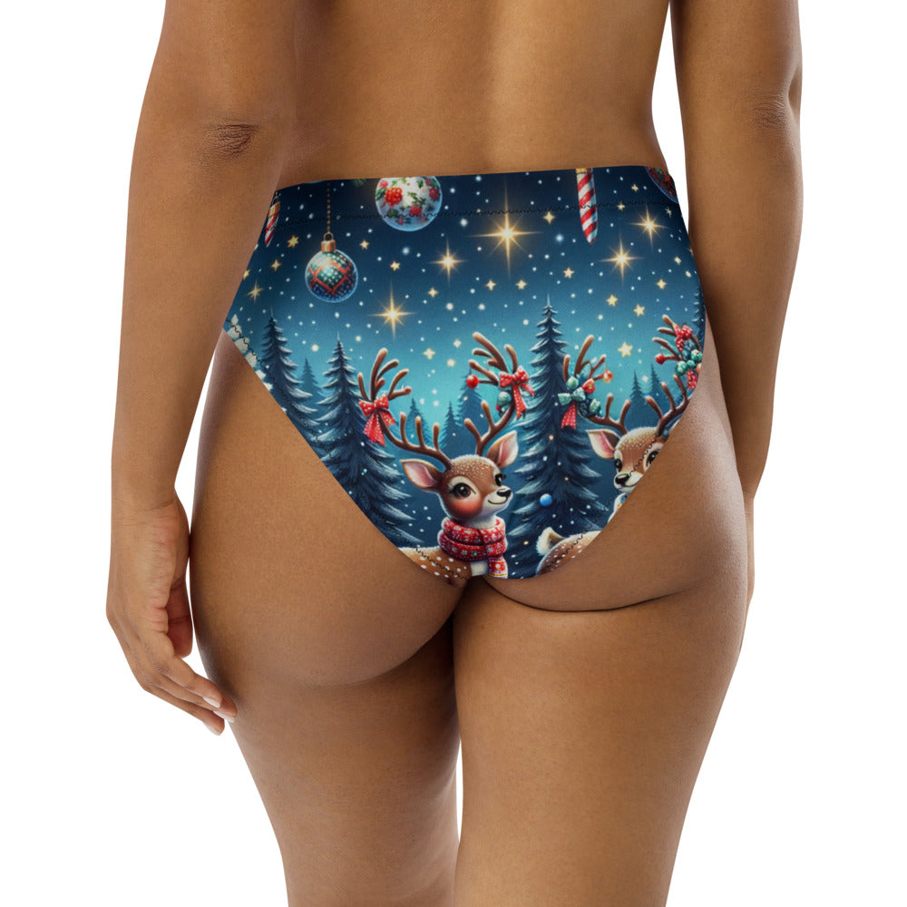 Whimsical Winter Wear High-Waisted Bikini Bottom