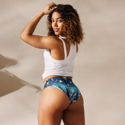 Whimsical Winter Wear High-Waisted Bikini Bottom