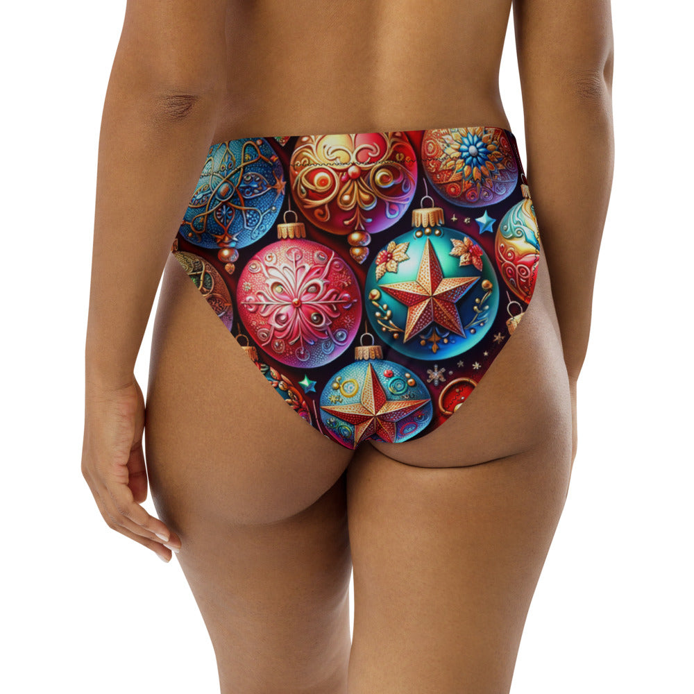 Whimsical Winter Wear High-Waisted Bikini Bottom