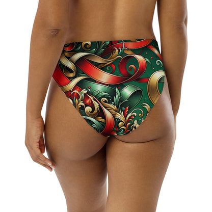 Whimsical Winter Wear High-Waisted Bikini Bottom