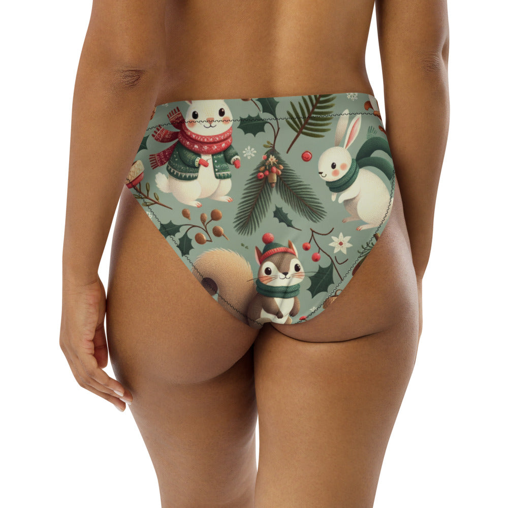 Whimsical Winter Wear High-Waisted Bikini Bottom
