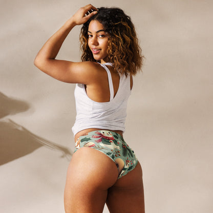 Whimsical Winter Wear High-Waisted Bikini Bottom