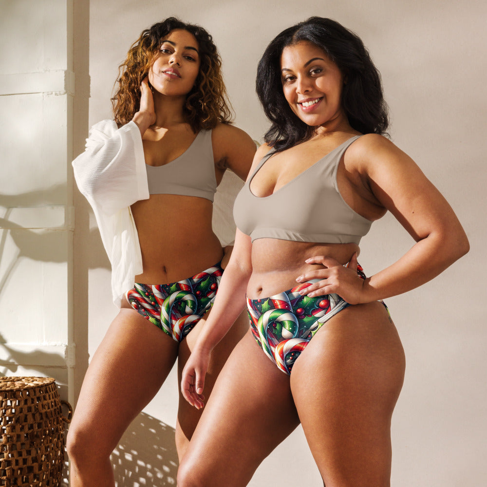 Whimsical Winter Wear High-Waisted Bikini Bottom