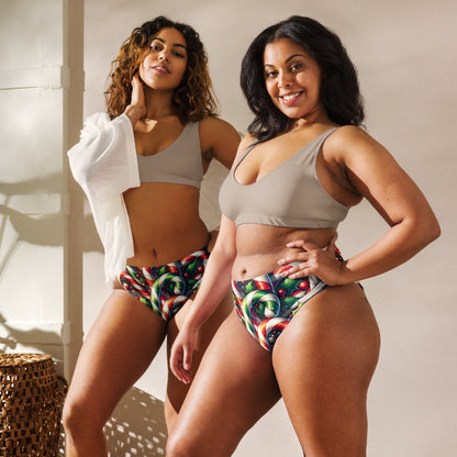 Whimsical Winter Wear High-Waisted Bikini Bottom