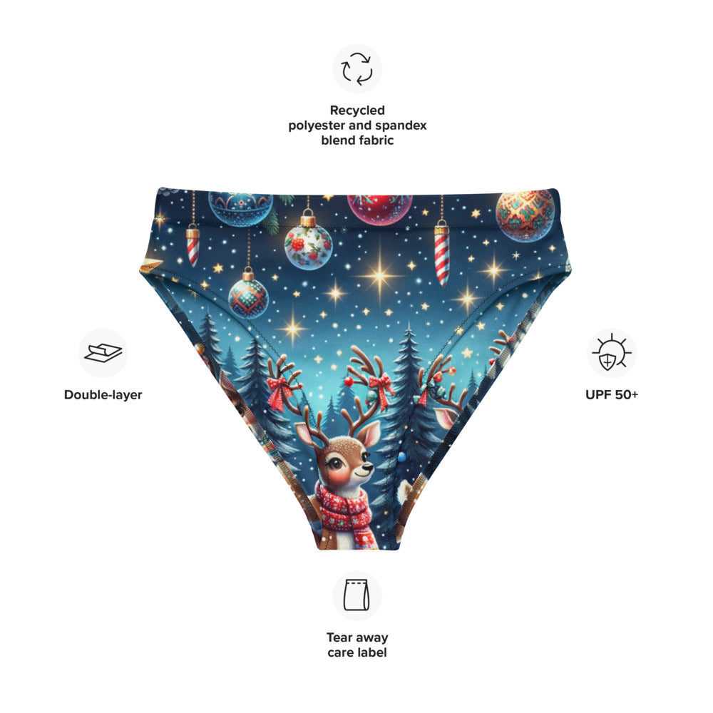 Whimsical Winter Wear High-Waisted Bikini Bottom