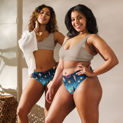 Whimsical Winter Wear High-Waisted Bikini Bottom