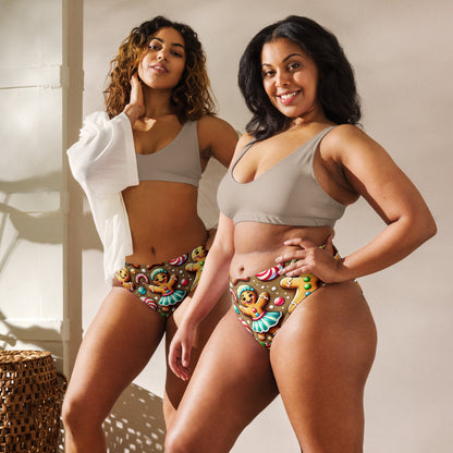 Whimsical Winter Wear High-Waisted Bikini Bottom