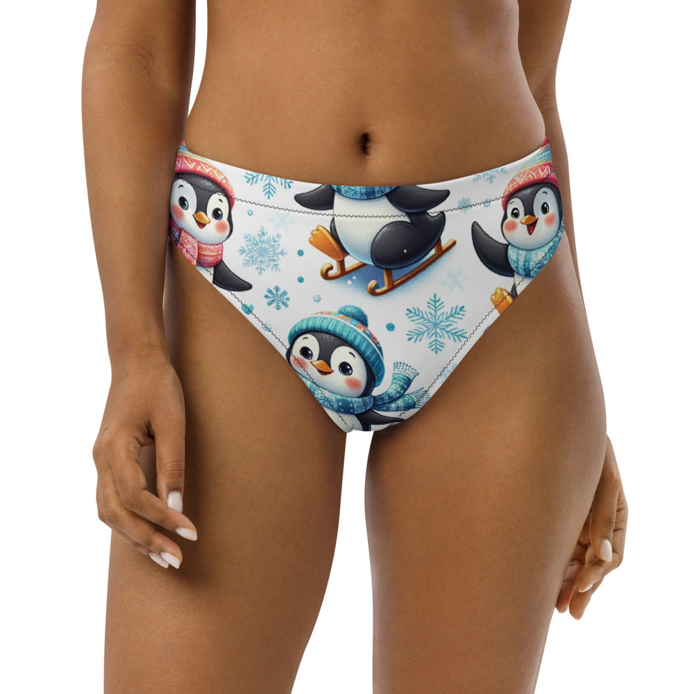 Whimsical Winter Wear High-Waisted Bikini Bottom