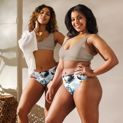Whimsical Winter Wear High-Waisted Bikini Bottom