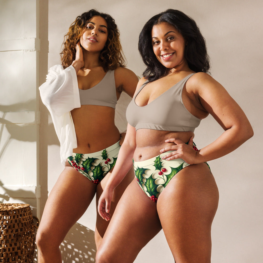 Whimsical Winter Wear High-Waisted Bikini Bottom