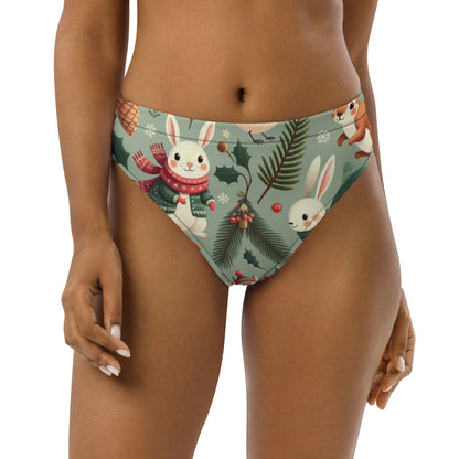 Whimsical Winter Wear High-Waisted Bikini Bottom