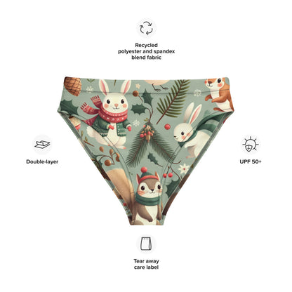 Whimsical Winter Wear High-Waisted Bikini Bottom