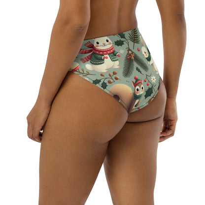 Whimsical Winter Wear High-Waisted Bikini Bottom