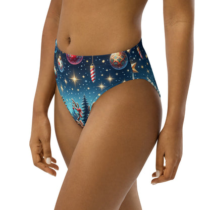 Whimsical Winter Wear High-Waisted Bikini Bottom