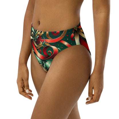 Whimsical Winter Wear High-Waisted Bikini Bottom