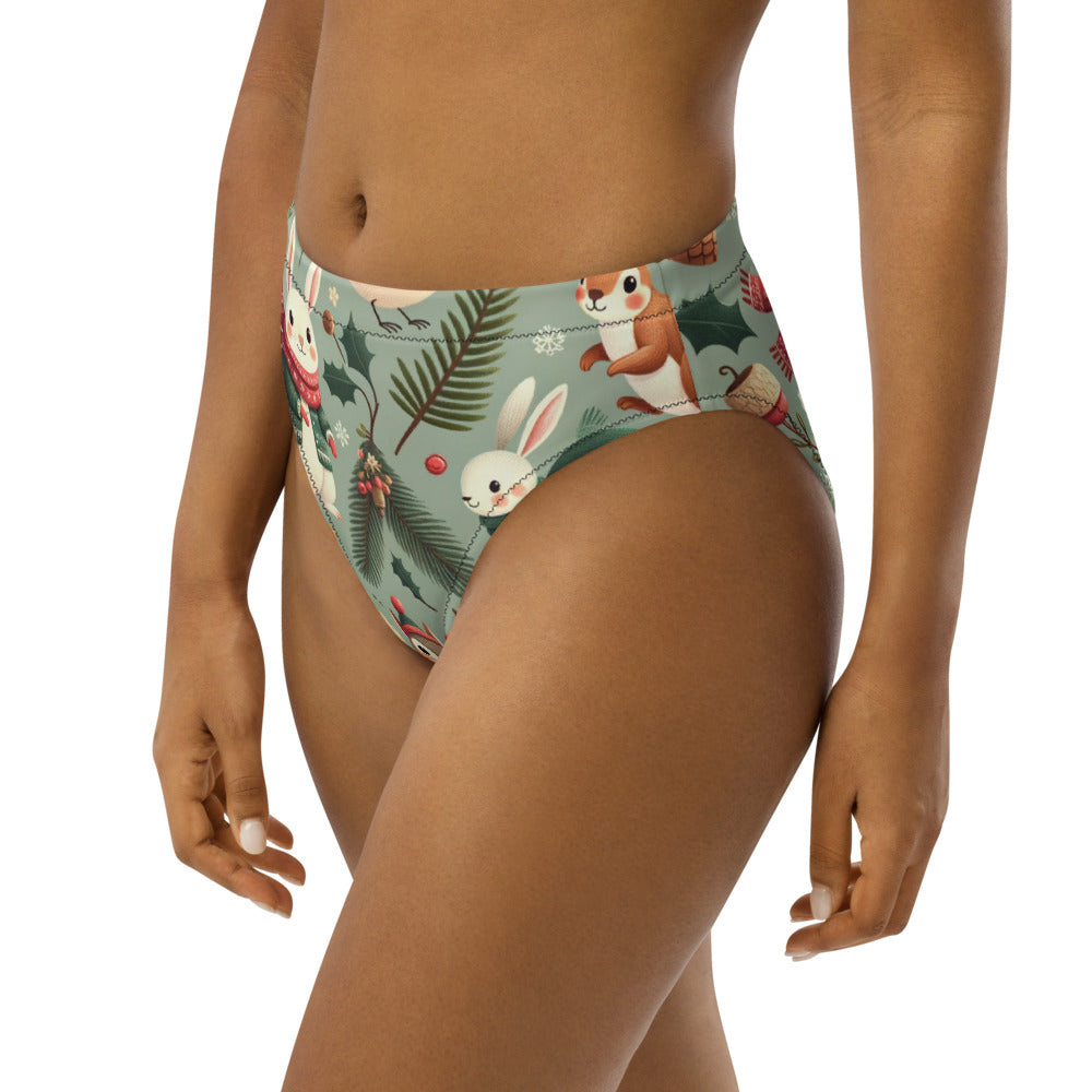Whimsical Winter Wear High-Waisted Bikini Bottom