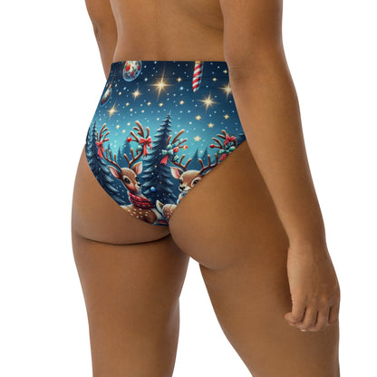 Whimsical Winter Wear High-Waisted Bikini Bottom