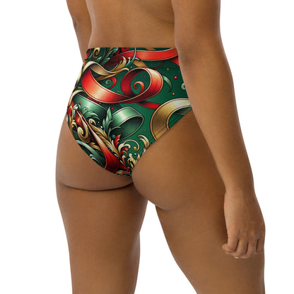 Whimsical Winter Wear High-Waisted Bikini Bottom