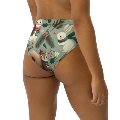 Whimsical Winter Wear High-Waisted Bikini Bottom