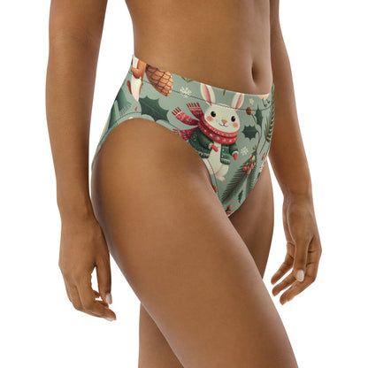 Whimsical Winter Wear High-Waisted Bikini Bottom