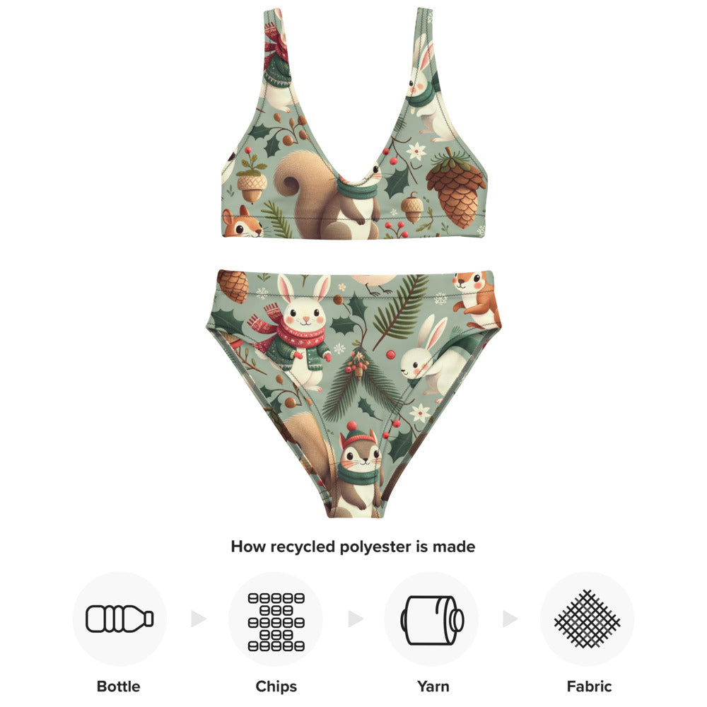 Whimsical Winter Wear High-Waisted Bikini