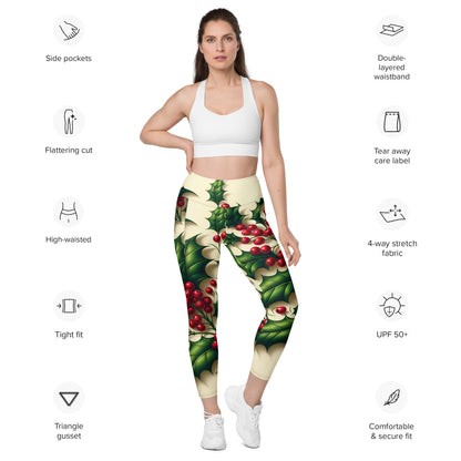 Whimsical Winter Wear Leggings with Pockets
