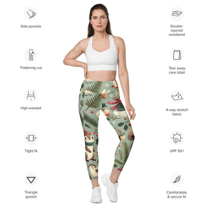 Whimsical Winter Wear Leggings with Pockets