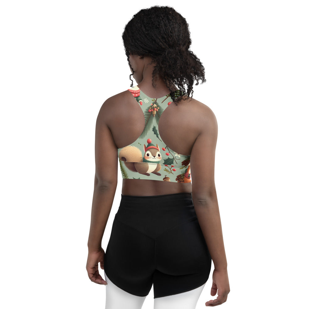 Whimsical Winter Wear Longline Sports Bra