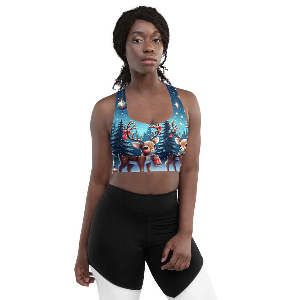 Whimsical Winter Wear Longline Sports Bra