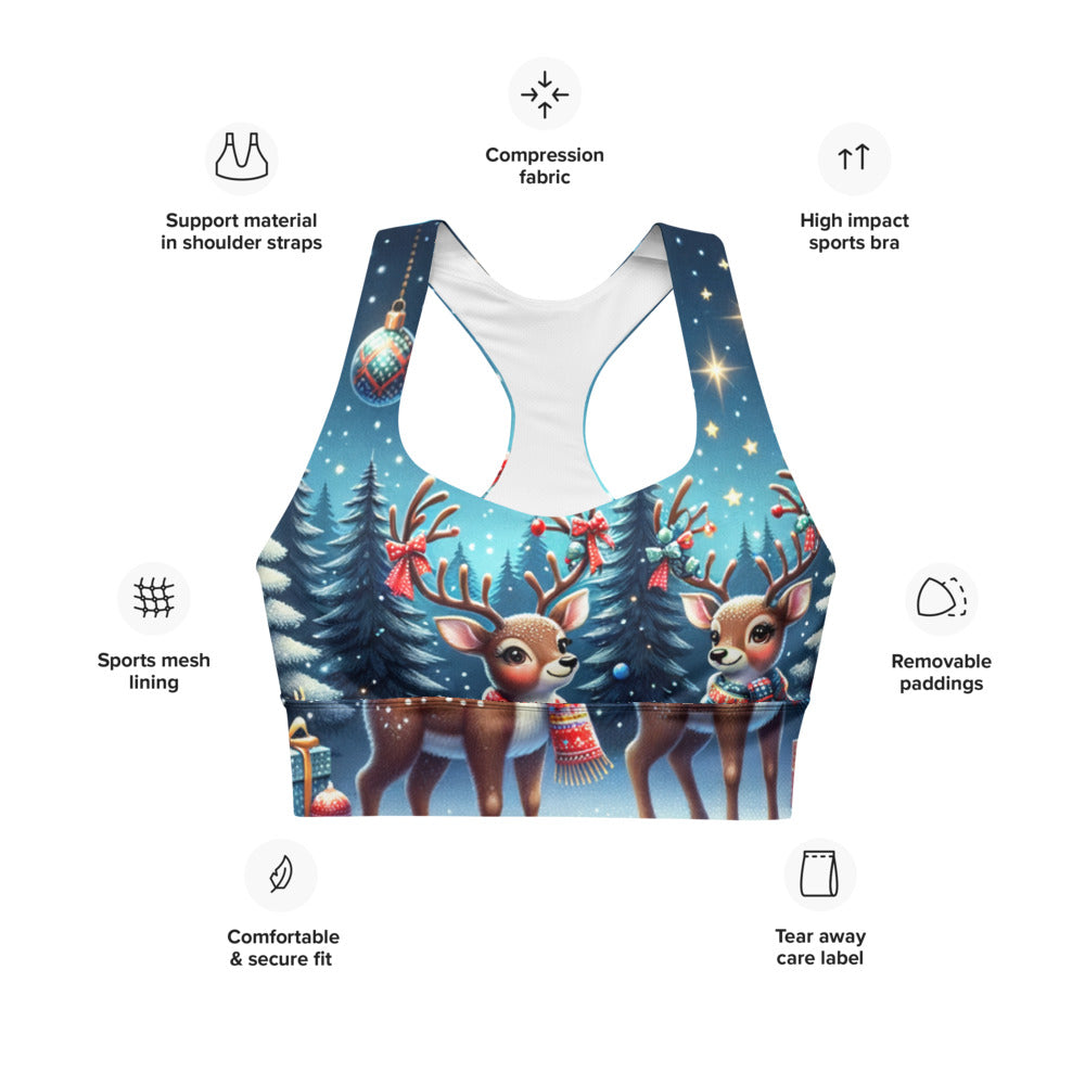 Whimsical Winter Wear Longline Sports Bra