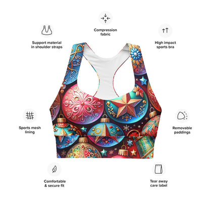Whimsical Winter Wear Longline Sports Bra
