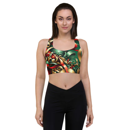 Whimsical Winter Wear Longline Sports Bra