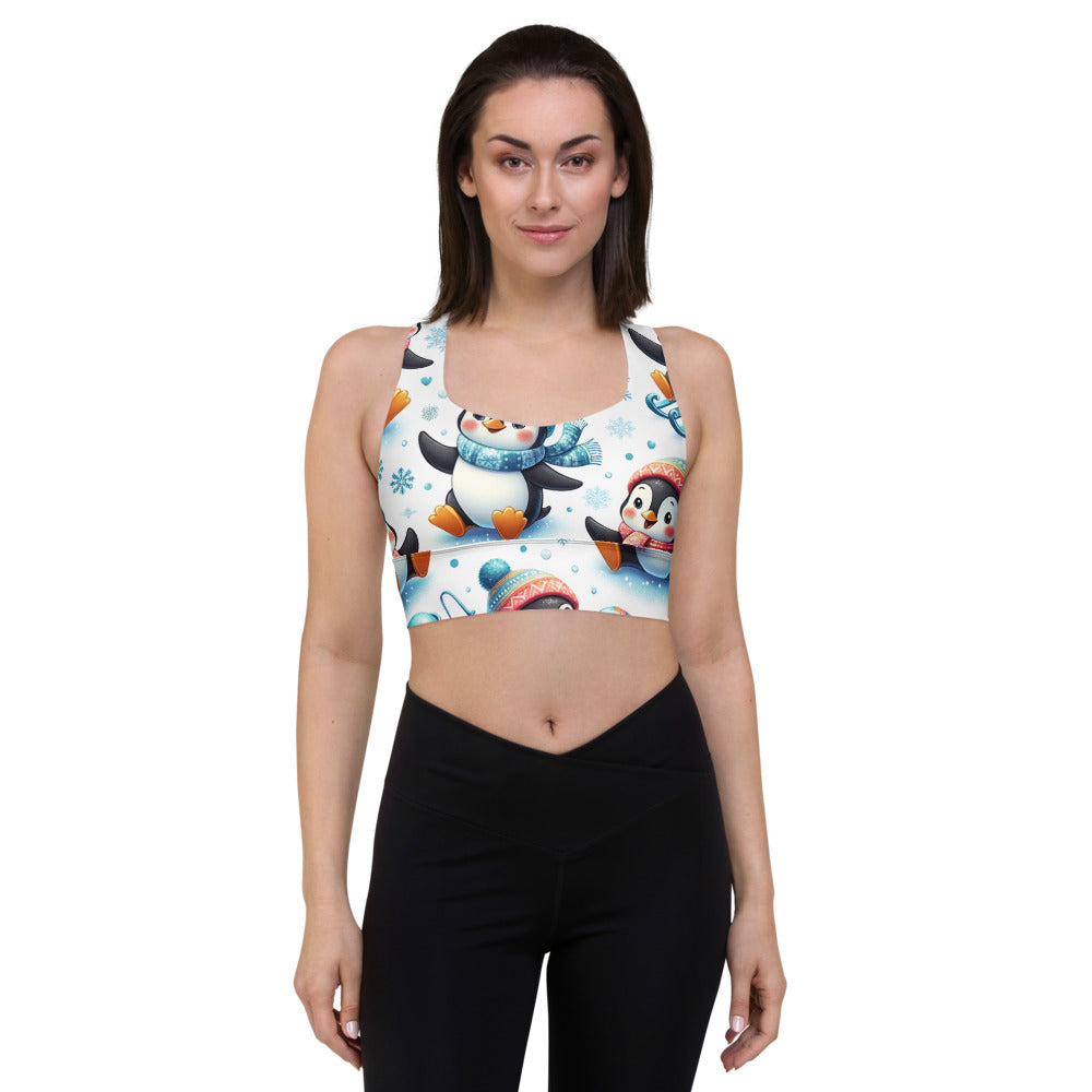 Whimsical Winter Wear Longline Sports Bra