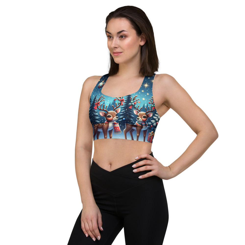 Whimsical Winter Wear Longline Sports Bra