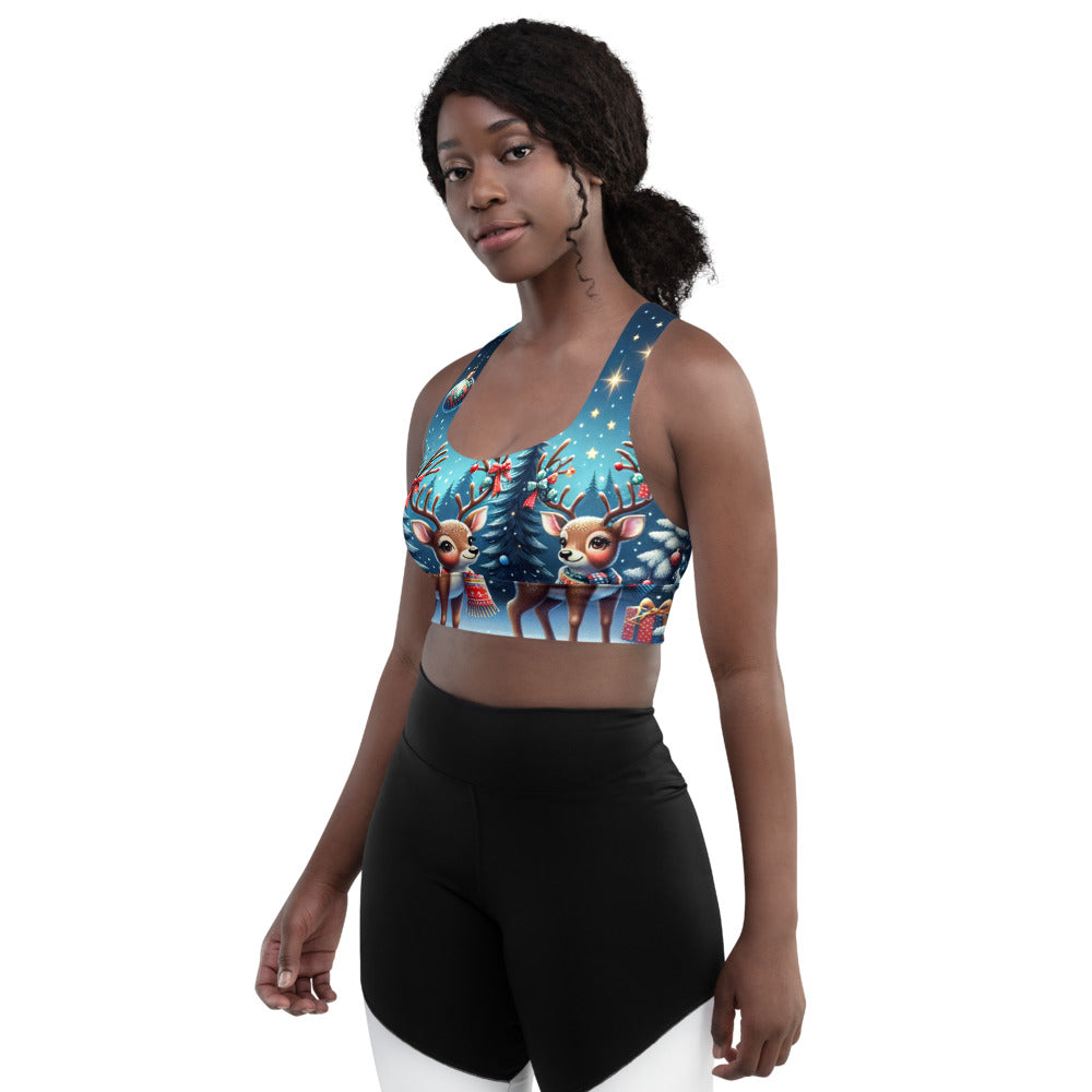 Whimsical Winter Wear Longline Sports Bra