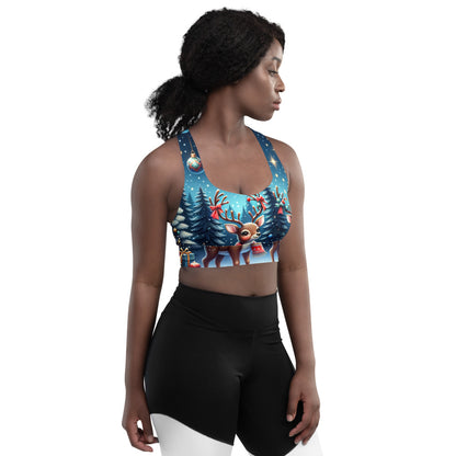 Whimsical Winter Wear Longline Sports Bra