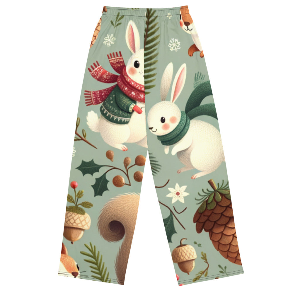 Whimsical Winter Wear Wide-Leg Pants