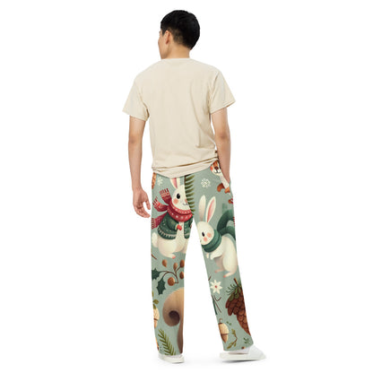 Whimsical Winter Wear Wide-Leg Pants
