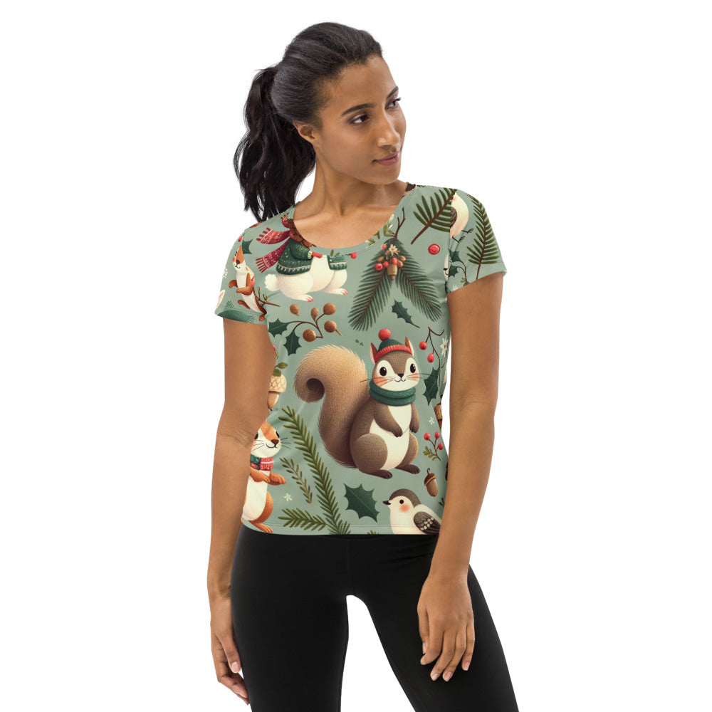 Whimsical Winter Wear Women's Athletic T-Shirt